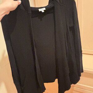 Splendid Black Waffle Hooded Cardigan size S